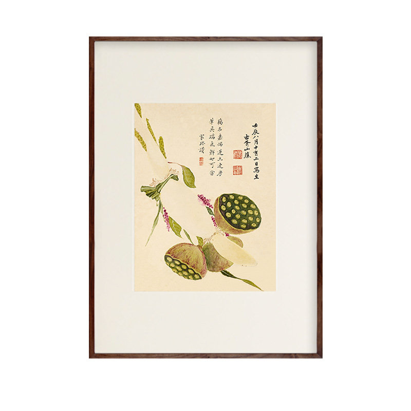 新中式摆台花鸟字画实木装裱挂画