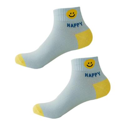 韩国创意休闲运动卡通笑脸袜子女学院风ins潮夏季纯棉吸汗短筒袜