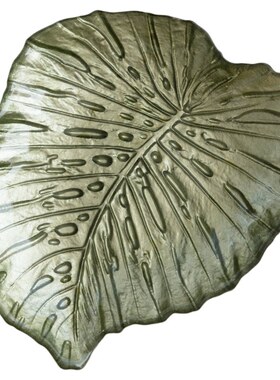 土耳其进口异形玻璃果盘树叶造型