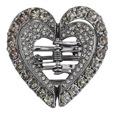 黑色爱心小抓夹半扎发水钻发夹女