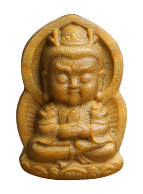 绿檀木雕龙王吊坠汽车挂件