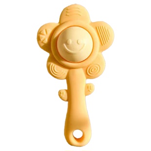 婴儿磨牙玩具太阳花沙锤早教抓握练习玩具摇铃新生儿牙胶玩具婴幼