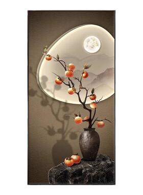现代轻奢玄关装饰画入户正对门走廊过道挂画光影侘寂风尽头壁画