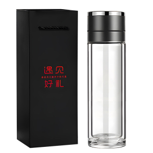 一键开盖双层防爆高硼硅玻璃水杯