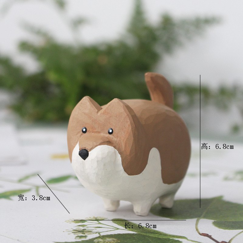 青木凡木雕动物桌面摆件摆件创意狼狗礼品装饰小工艺品可爱