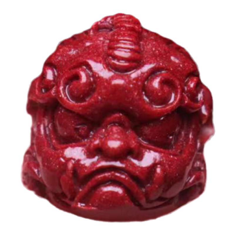 保真朱砂醒狮隔珠顶腰珠配饰