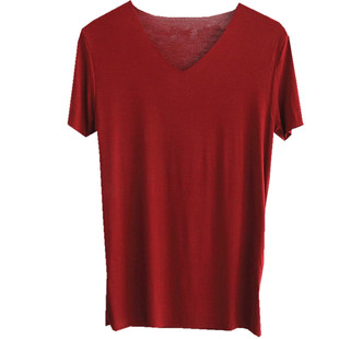 超大码无痕短袖t恤肥佬莫代尔V领加肥加大码男t恤宽松打底衫300斤