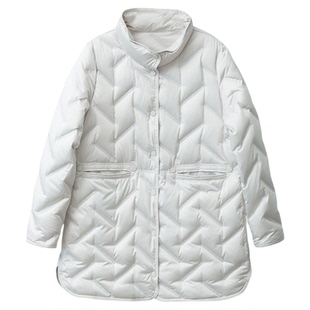 亏清 波兰进口科鲁达95白鹅绒双面穿立领羽绒服压胶轻薄鹅绒服冬