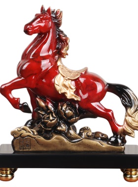 马上发财生肖马摆件彩铜马工艺