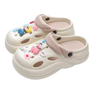 多巴胺洞洞鞋女款夏季外穿防滑厚底2026新款凉鞋沙滩拖鞋女士夏天