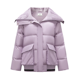 MOISSAC摩萨克冬法式复古休闲短款字母加厚90白鸭绒羽绒服女