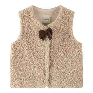 【可可奶冻】爱法贝冬新款女童毛绒马甲儿童洋气加厚时尚背心潮