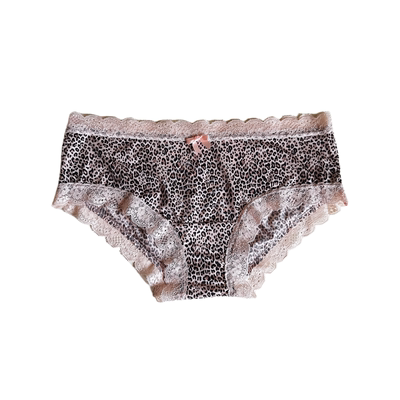 性感豹纹无痕不勒蕾丝边牛奶丝女