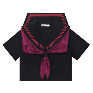 樱花家族JK制服水手服 赤三本 基础款黑色制服替换胸挡短袖套装女