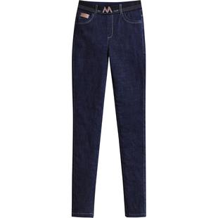 蚕丝棉加厚加棉牛仔裤女高腰小脚裤冬季松紧腰修身显瘦外穿铅笔裤