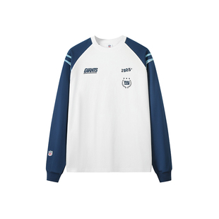 NFL美橄超级碗NY巨人球队美式运动复古Jersey球衣插肩撞色长袖T恤