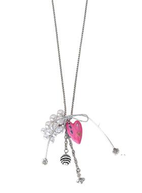 粉色爱心串珠吊坠项链女2025新款