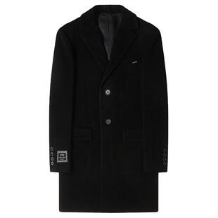CNC男装奥莱羊绒混纺大衣男秋冬新款袖标西装领呢子中长款外套