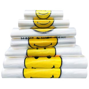 塑料袋笑脸logo背心袋超市购物外卖打包食品袋手提方便袋工厂批发