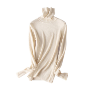 超薄羊绒衫女高领纯色套头修身羊毛堆领打底毛衣针织简约秋冬新款