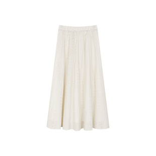 安妮不火织物诗学温柔系棉质绣花半身裙女微胖大码收腰显瘦中长裙