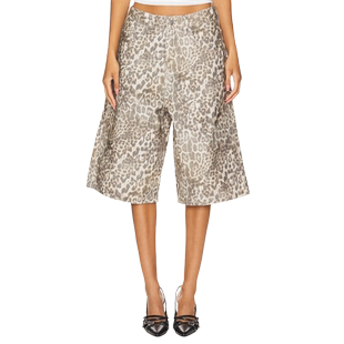 Jaded London  五分裤棕色 REVOLVE小众新款复古单宁布豹纹短裤