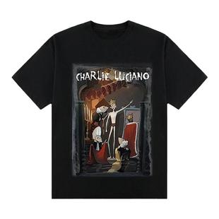 正确版本潮牌T恤CL字母高清卡通印花设计感纯棉ing潮宽松男女短袖