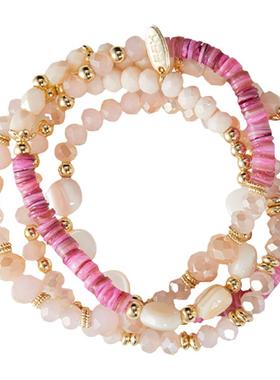 弗弗西FFX【粉雾海】高级定制串珠极光手链多层叠戴粉色珠子手串