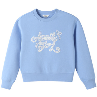 安奈儿童装女童圆领长袖卫衣秋新款保暖学院风短款透气印花