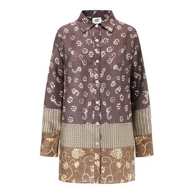 【ODTD MAKEIF联名款】设计师女装25季印花衬衫休闲 叠穿半身裙