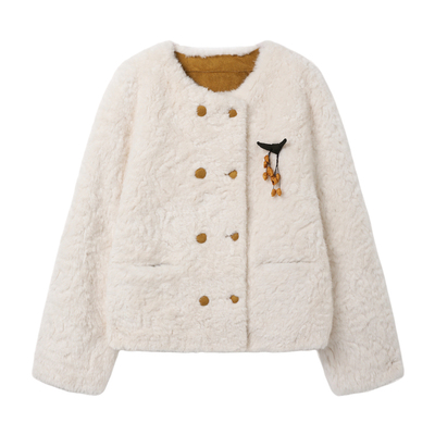 西町村屋简约外套女装2025冬季新款气质感圆领短款外搭XHAD10913