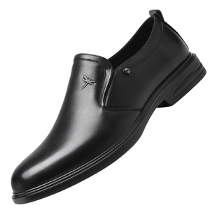 红蜻蜓男鞋冬季商务男士休闲皮鞋真皮软底一脚蹬通勤公务鞋爸爸鞋