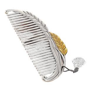 银千造 纯银发梳足银999手工高档实心银梳子男女款生日礼物银梳子