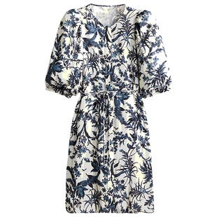 HM女装连衣裙春季欧若风泡泡袖设计感碎花连身裙1278378