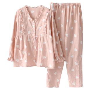 春季月子服产妇住院哺乳双层棉纱产后孕妇纯棉睡衣女怀孕期家居服