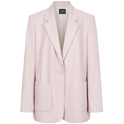 粉色西装女2026春装亚麻外套