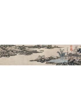 沈周清园古代水墨长卷宣纸人物画