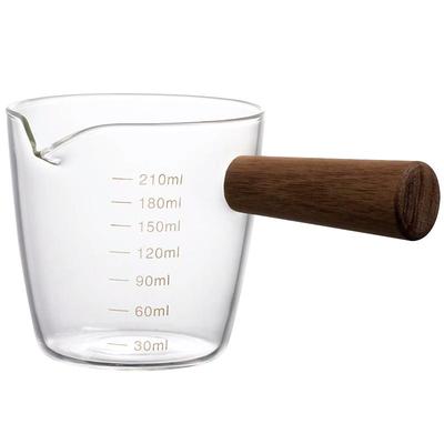 米立风物木柄小奶盅玻璃咖啡量杯