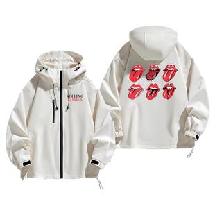 滚石乐队摇滚The Rolling Stones宽松春秋季男冲锋衣夹克外套开衫
