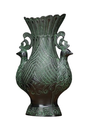 青铜器摆件双凤尊吉祥古玩