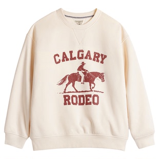 马登工装美式马年限定红色卫衣加绒印花保暖圆领加厚套头外套男春