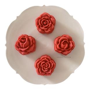 50g玫瑰4件套广式绿豆糕冰皮月饼模具下午茶糕点按压烘焙工具包邮