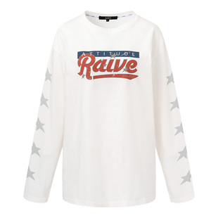 RAIVE2026春季宽松logo印花袖子星星图案复古内搭外穿长袖T恤
