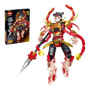 三国西游王者机甲英雄荣耀孙悟空吕布后裔凯牛魔王哪吒拼装积木男