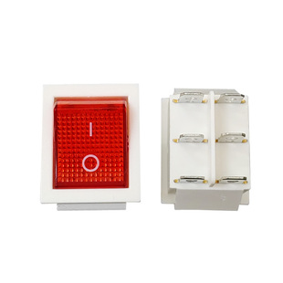 白色二档6I脚四脚KCD4船型开关 红盖带灯16A大功率翘板电源开关