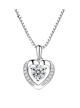 s925我爱你心形水晶送女朋友项链