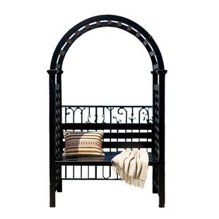 户外花园实木拱形花架双人座椅露台阳台防腐木装饰置物拱门爬藤架