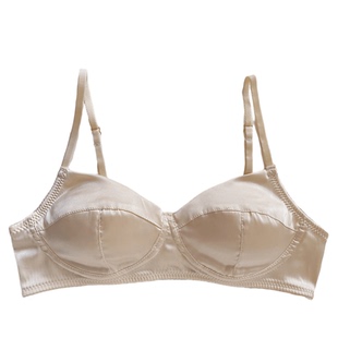一川月白~缎面小胸聚拢上托内衣无钢圈舒适柔软胸罩美背文胸女
