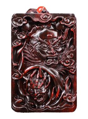 印度小叶紫檀钟馗捉鬼手把件吊坠