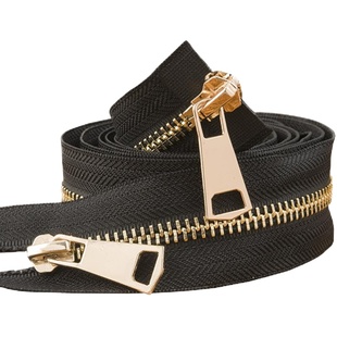 双头羽绒服拉链5号金属铜双开双向铁拉锁头衣服长款大衣辅料配件